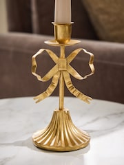 Gold Metal Bow Taper Candle Holder - Image 3 of 4