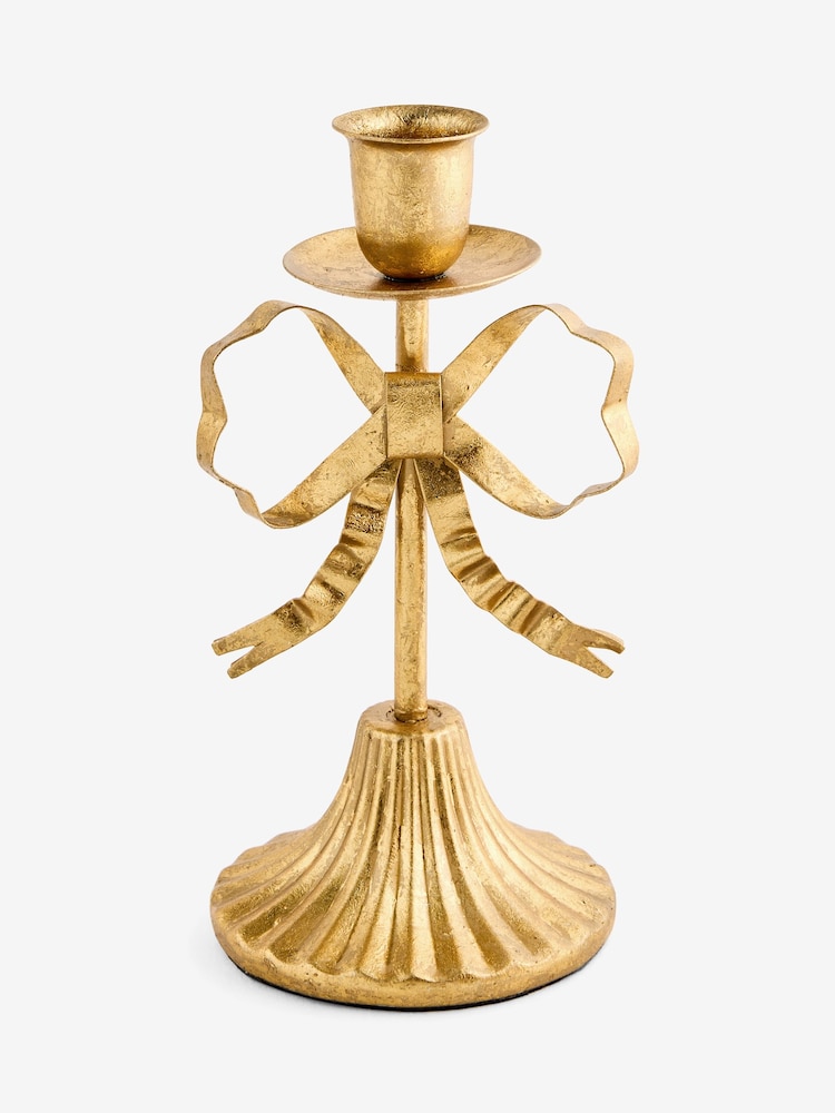 Gold Metal Bow Taper Candle Holder - Image 4 of 4