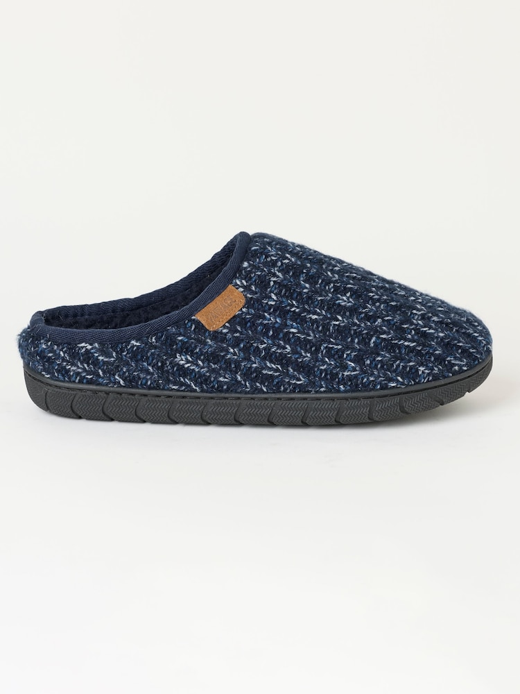 FatFace Navy Daniel Flexi Knitted Mule Slipper - Image 1 of 3 FatFace Navy Daniel Flexi Knitted Mule Slipper - Image 1 of 3