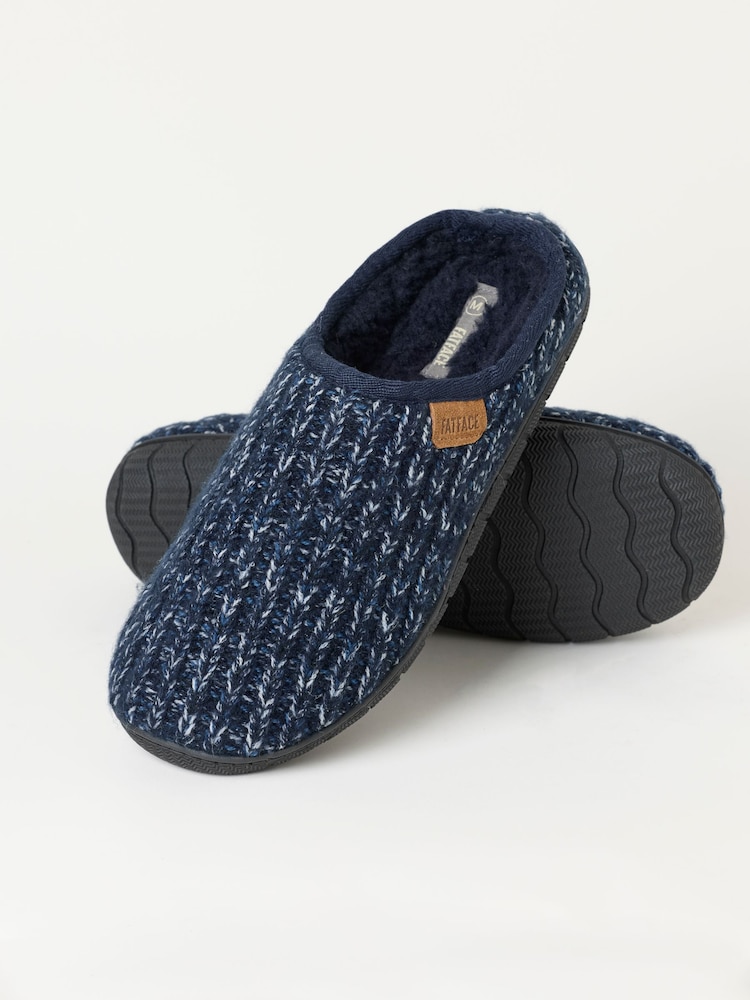 FatFace Navy Daniel Flexi Knitted Mule Slipper - Image 2 of 3 FatFace Navy Daniel Flexi Knitted Mule Slipper - Image 2 of 3