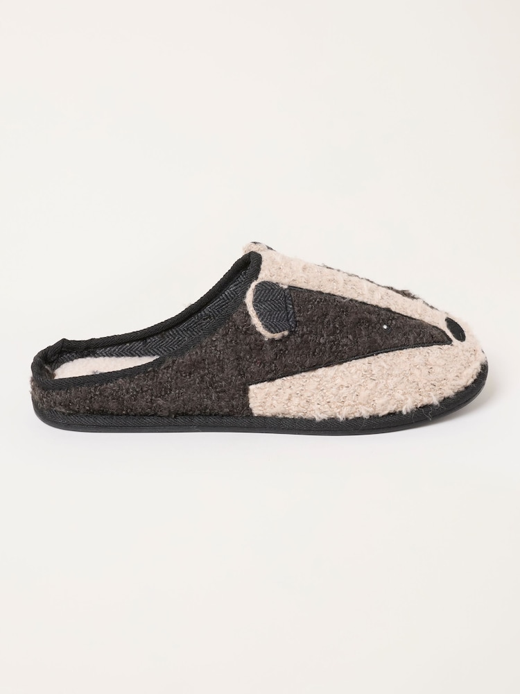 FatFace Novelty Black Badger Mule Slipper - Image 1 of 3