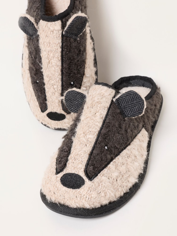 FatFace Novelty Black Badger Mule Slipper - Image 2 of 3