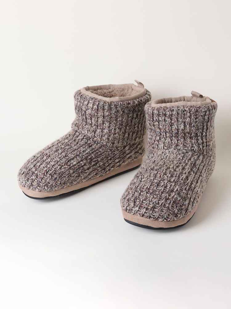 FatFace Matthew Oatmeal Knitted Boot Slipper - Image 2 of 3 FatFace Matthew Oatmeal Knitted Boot Slipper - Image 2 of 3