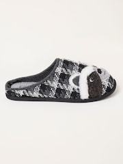 FatFace Novelty Dark Grey Racoon Mule Slipper - Image 1 of 3