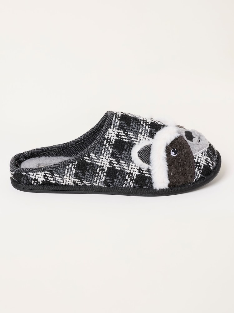 FatFace Novelty Dark Grey Racoon Mule Slipper - Image 1 of 3
