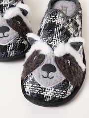 FatFace Novelty Dark Grey Racoon Mule Slipper - Image 2 of 3
