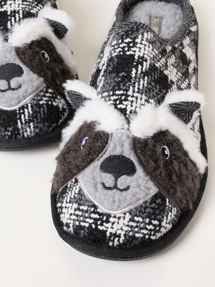 FatFace Novelty Dark Grey Racoon Mule Slipper - Image 2 of 3