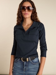 Allie Cotton Rib Collar Top - Image 1 of 5