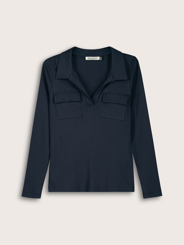 Allie Cotton Rib Collar Top - Image 5 of 5