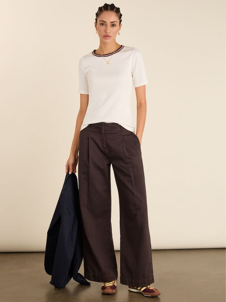 Baukjen Cream Sylvie Rib Crew Neck T-Shirt - Image 1 of 3 Baukjen Cream Sylvie Rib Crew Neck T-Shirt - Image 1 of 3