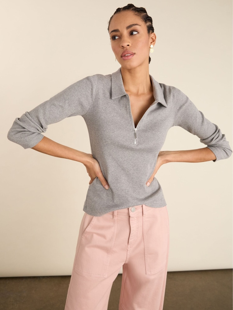 Baukjen Zip Collar Grey Top - Image 1 of 5 Baukjen Zip Collar Grey Top - Image 1 of 5