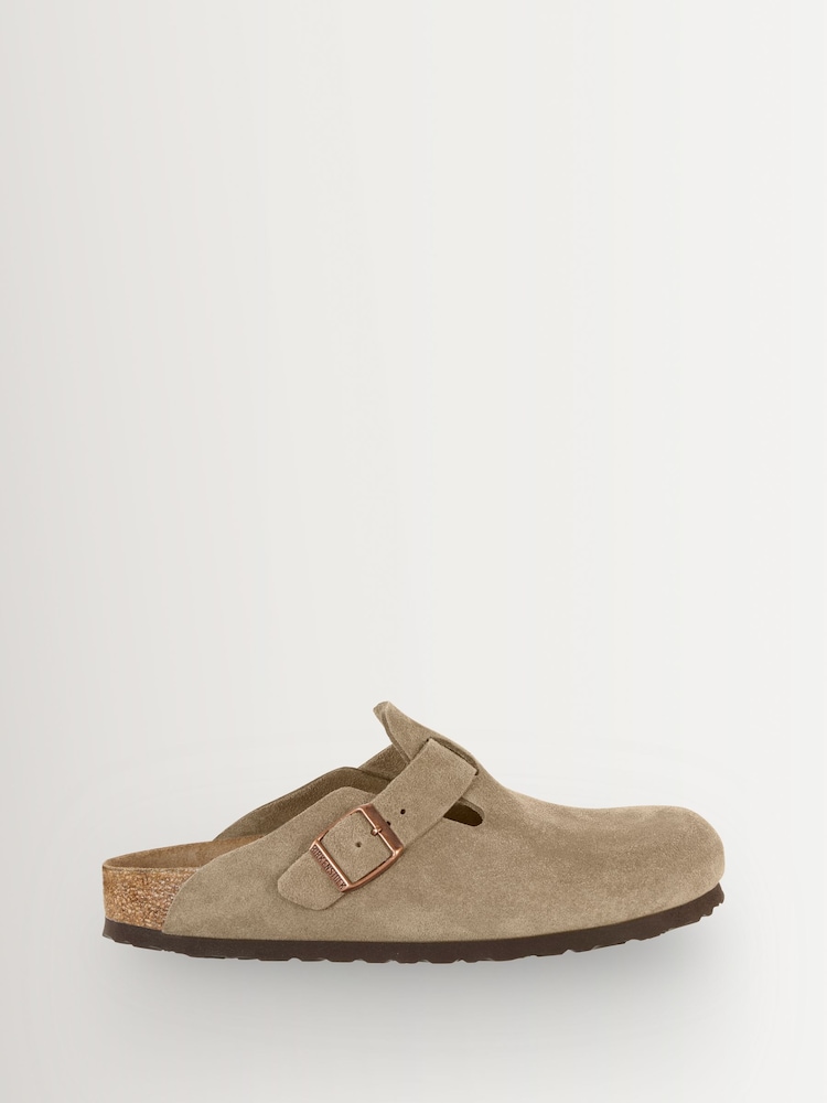 Birkenstock Brown Boston Suede Soft Footbed Clogs - Image 1 of 2