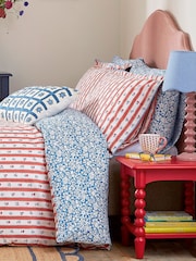 Land & Shore Blue or Red Quintin Stripe Duvet Set - Image 3 of 5