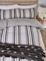 Helena Springfield Linen and Grey Beach House Stripe Duvet Set - Image 1 of 5