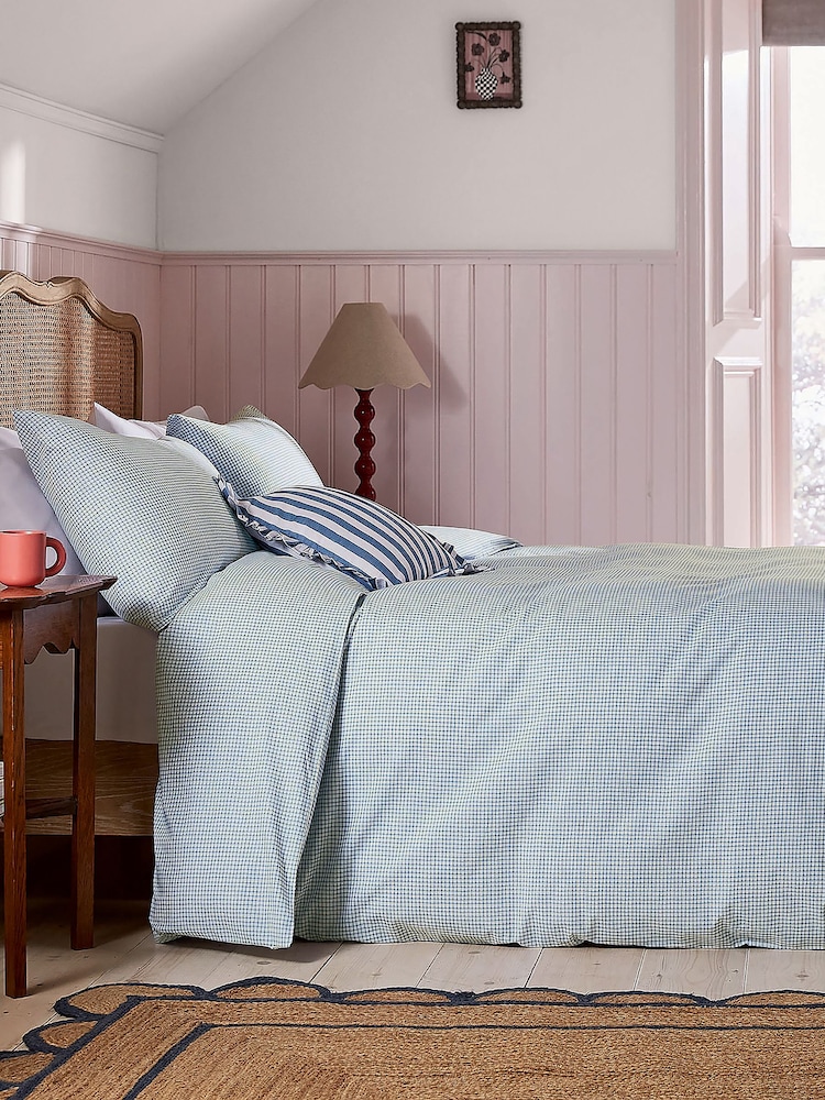 Helena Springfield Blue Gingham Cotton Duvet Set - Image 1 of 5