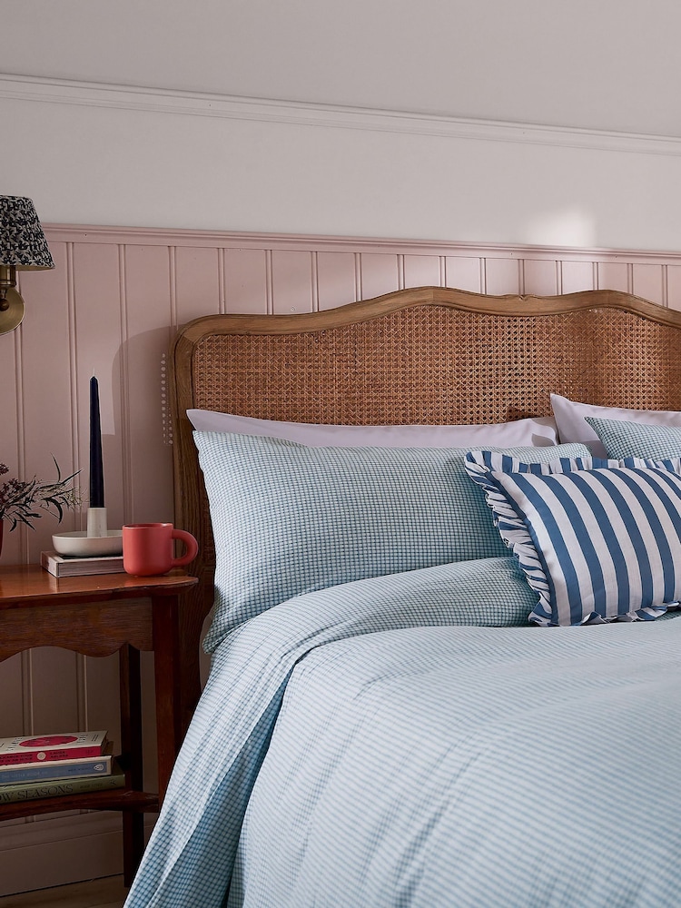 Helena Springfield Blue Gingham Cotton Duvet Set - Image 2 of 5