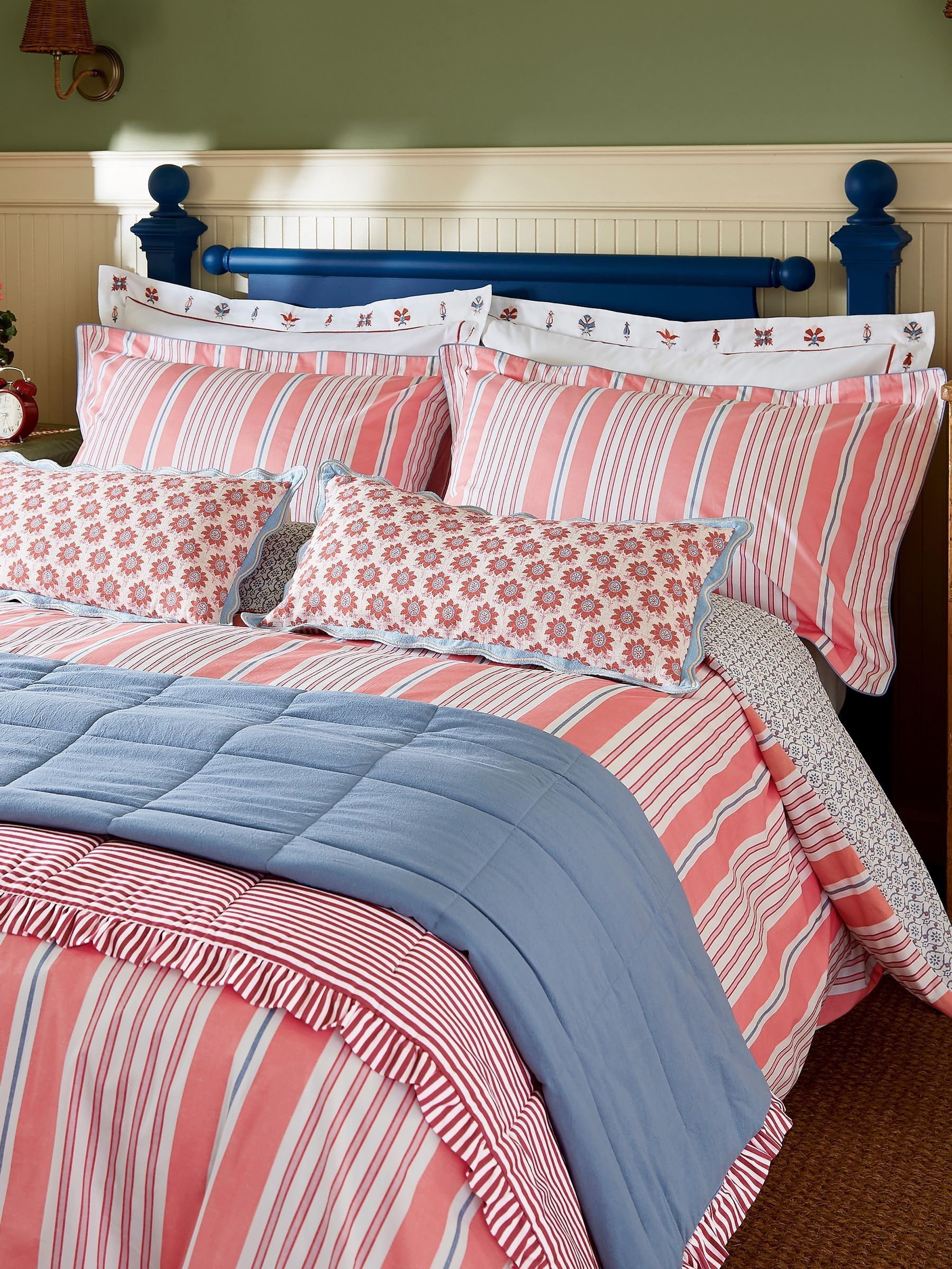Joules Red Siesta Stripe 180 Tc 100% Cotton Duvet Set