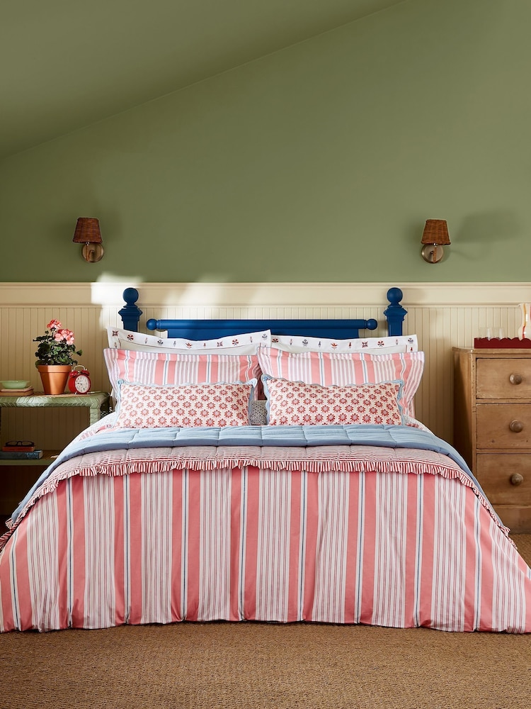 Joules Red Siesta Stripe 180 TC 100% Cotton Duvet Set - Image 2 of 5
