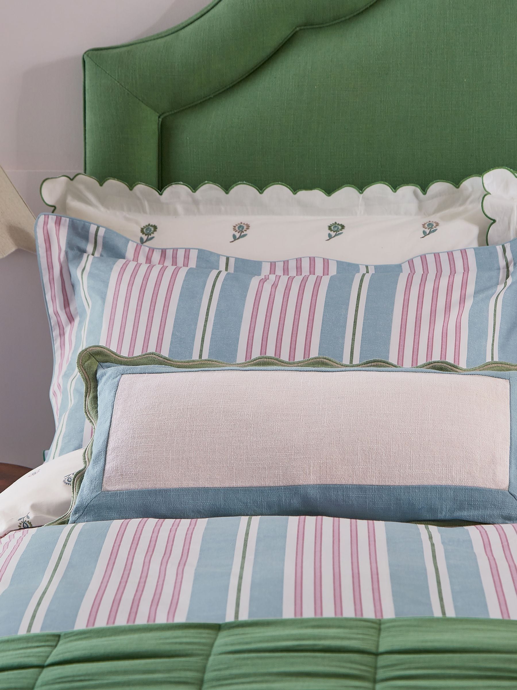 Joules Green Come Rain Or Shine Scallop Cushion
