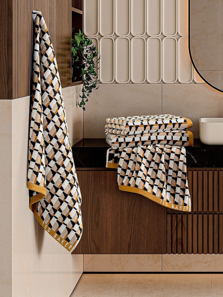 Ted Baker Gold Rossi Geo Cotton Towel - Image 1 of 3 Ted Baker Gold Rossi Geo Cotton Towel - Image 1 of 3