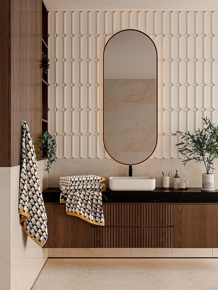 Ted Baker Gold Rossi Geo Cotton Towel - Image 2 of 3 Ted Baker Gold Rossi Geo Cotton Towel - Image 2 of 3