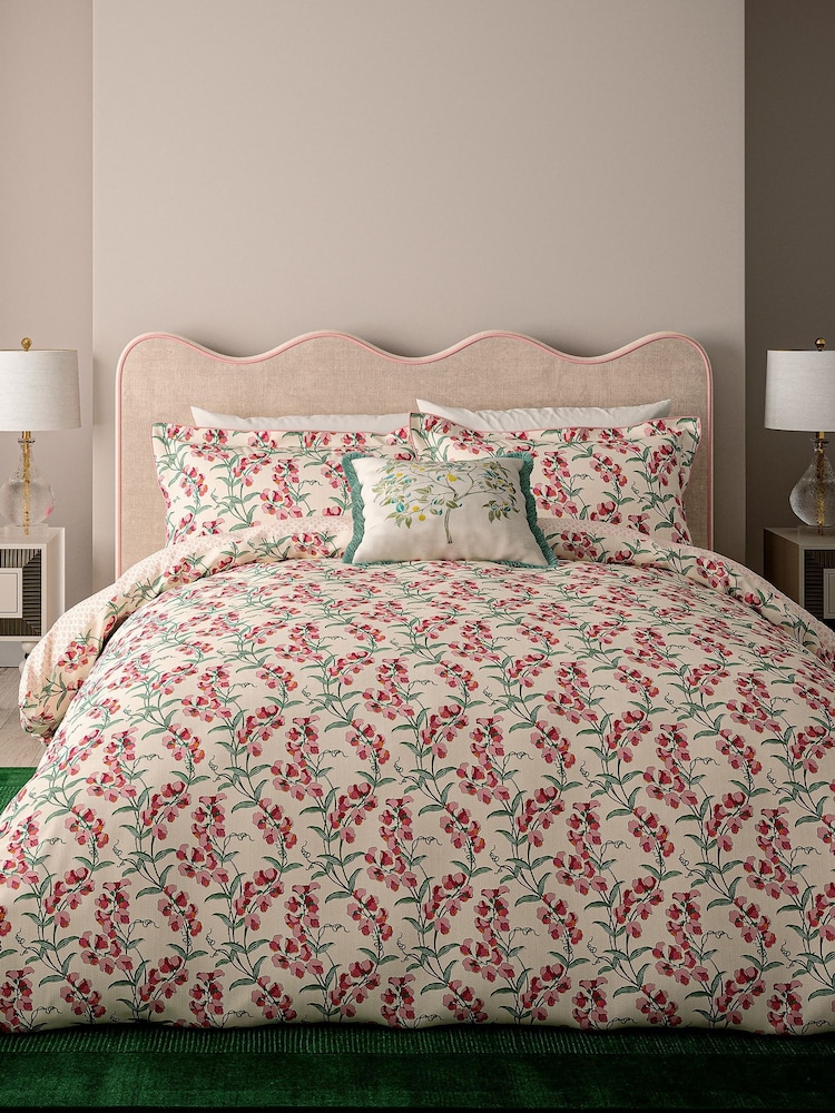 V&A Green or Pink Sweet Tendrils Cotton Duvet Set - Image 2 of 5