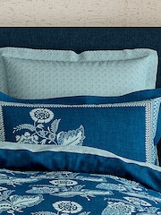 V&A Indigo Eastern Bloom 200 TC Pillowcase Pair - Image 1 of 5