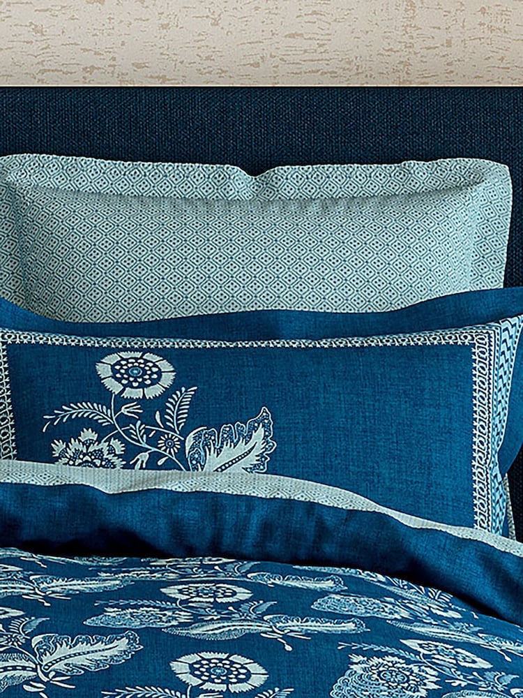 V&A Indigo Eastern Bloom 200 TC Pillowcase Pair - Image 1 of 5