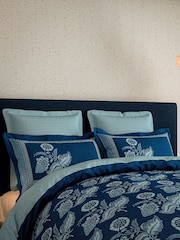 V&A Indigo Eastern Bloom 200 TC Pillowcase Pair - Image 3 of 5