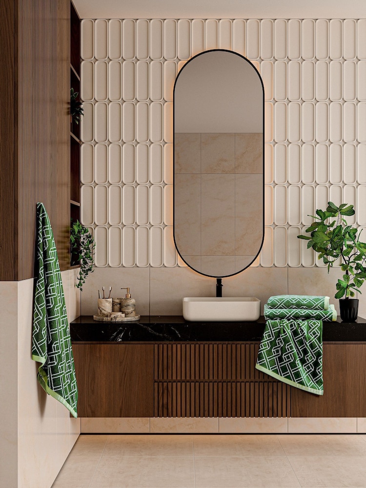 Ted Baker Green Ribbon Stripe Cotton Towel - Image 2 of 3 Ted Baker Green Ribbon Stripe Cotton Towel - Image 2 of 3