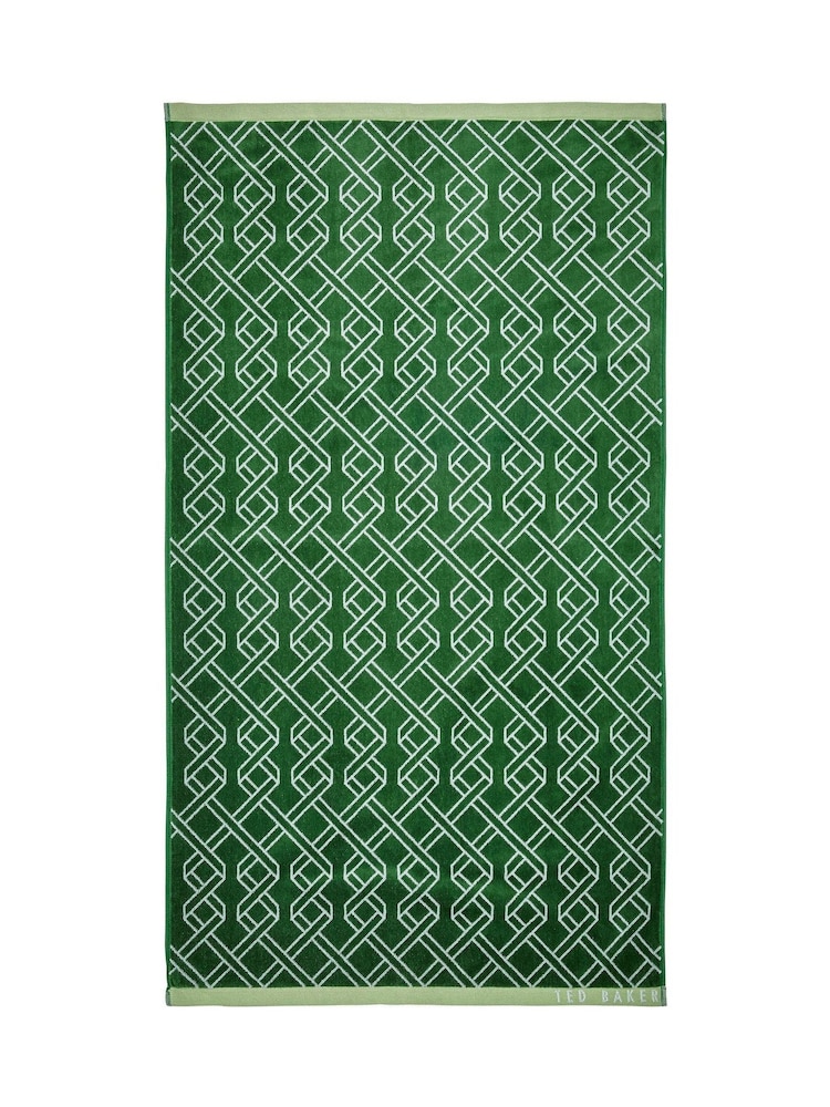 Ted Baker Green Ribbon Stripe Cotton Towel - Image 3 of 3 Ted Baker Green Ribbon Stripe Cotton Towel - Image 3 of 3