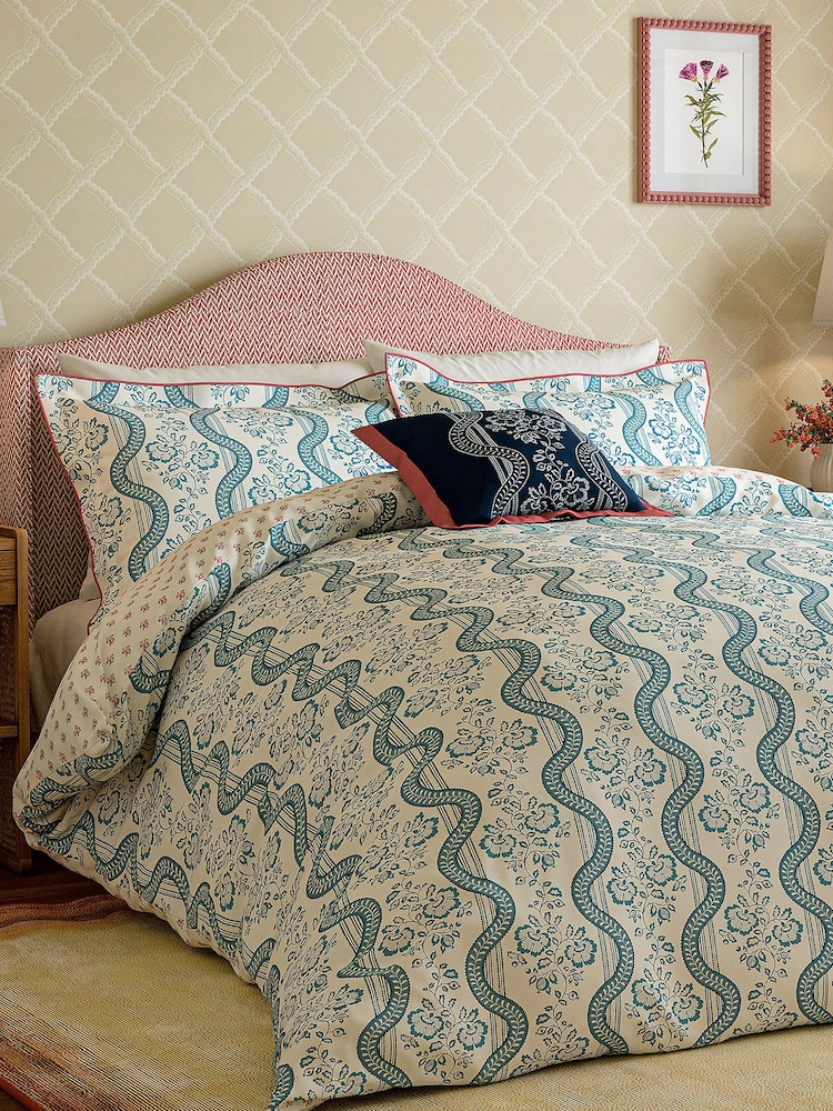 Sanderson Indigo Aubrey 200 TC Sateen Duvet Set - Image 1 of 5