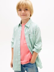 Tommy Hilfiger Green Flex Ithaca Multistripe Shirt - Image 1 of 5