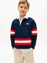 Tommy Hilfiger Blue Back Graphic Long Sleeve Polo Shirt - Image 1 of 5