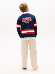 Tommy Hilfiger Blue Back Graphic Long Sleeve Polo Shirt - Image 3 of 5