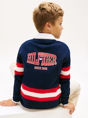 Tommy Hilfiger Blue Back Graphic Long Sleeve Polo Shirt - Image 4 of 5