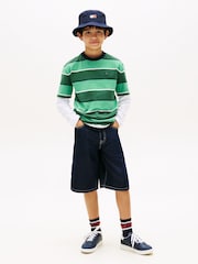 Tommy Hilfiger Green Rugby Stripe Peached Jersey T-Shirt - Image 2 of 5