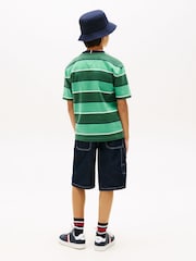 Tommy Hilfiger Green Rugby Stripe Peached Jersey T-Shirt - Image 3 of 5