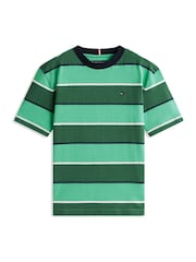 Tommy Hilfiger Green Rugby Stripe Peached Jersey T-Shirt - Image 5 of 5