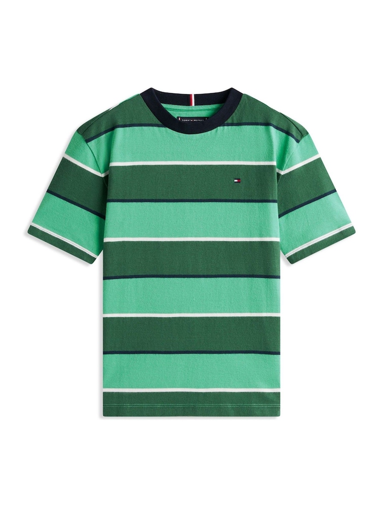 Tommy Hilfiger Green Rugby Stripe Peached Jersey T-Shirt - Image 5 of 5