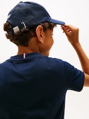 כחול  - Tommy Hilfiger Logo Crew Neck Jersey T-Shirt - תמונה 4 מתוך 5