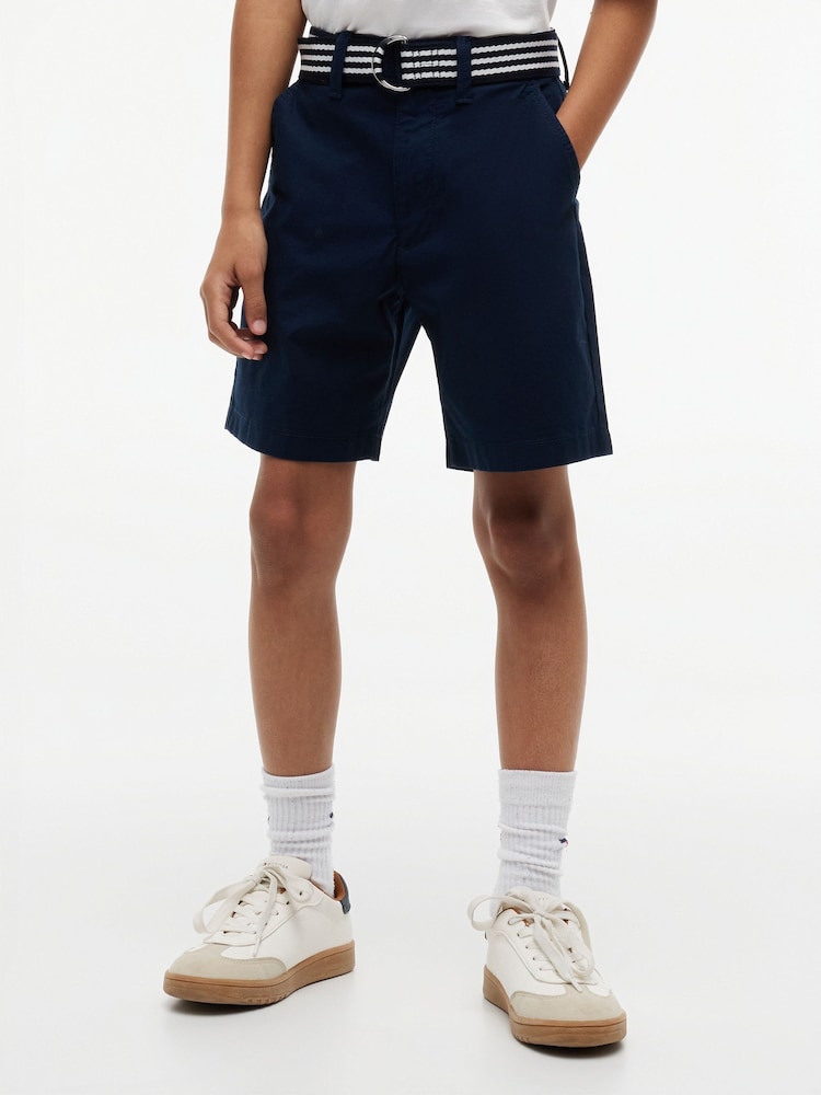 Tommy Hilfiger Blue Essential Signature Belt Loose Chino Shorts - Image 2 of 5 Tommy Hilfiger Blue Essential Signature Belt Loose Chino Shorts - Image 2 of 5