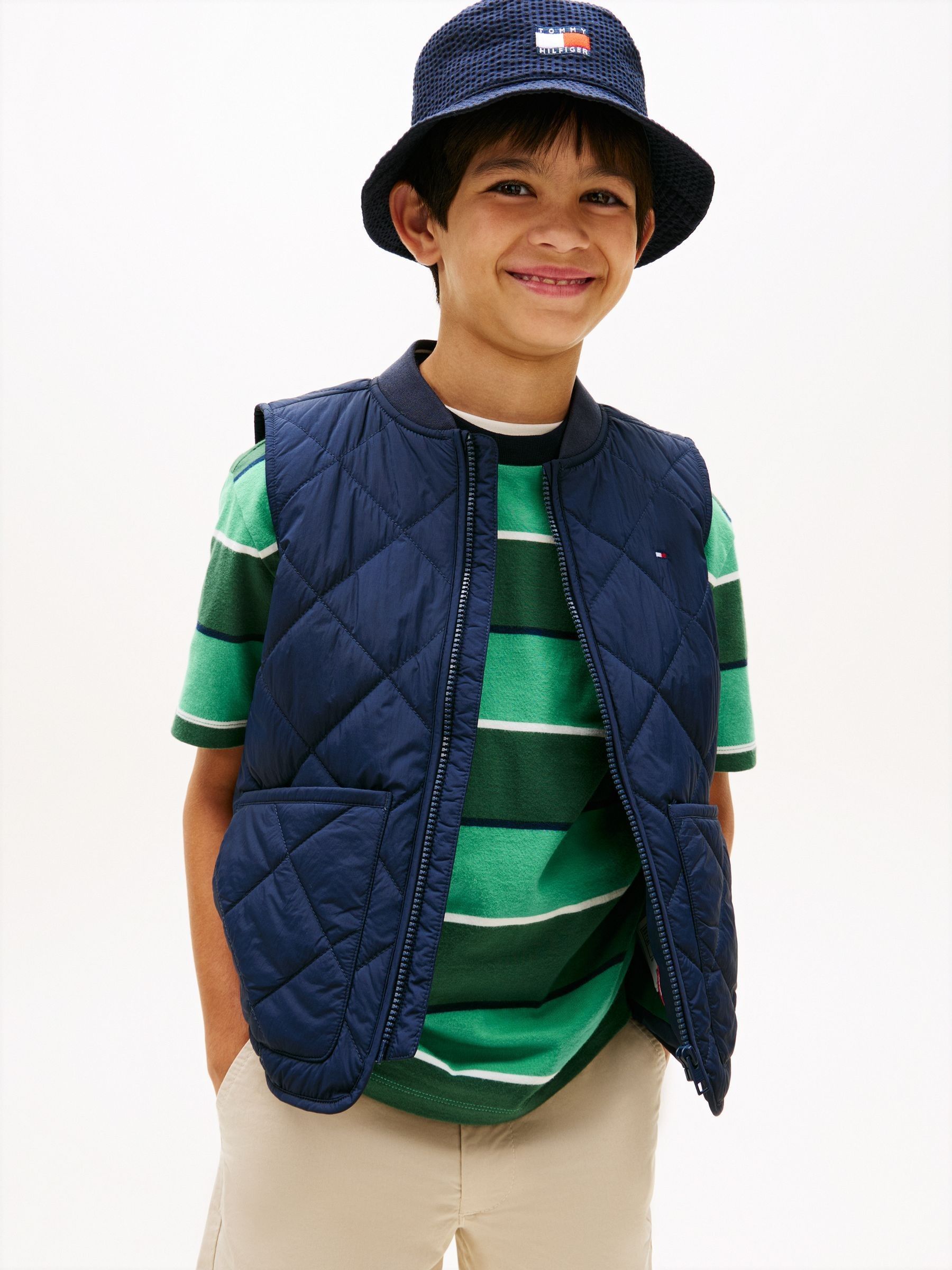 Buy Tommy Hilfiger Blue Lightweight Diamond Quilted Gilet from