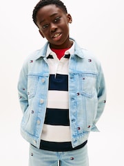 Tommy Hilfiger Wavy Flag Embroidery Denim Trucker Jacket - Bild 1 von 6