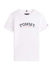 Tommy Hilfiger White Logo Crew Neck Jersey T-Shirt - Image 5 of 5