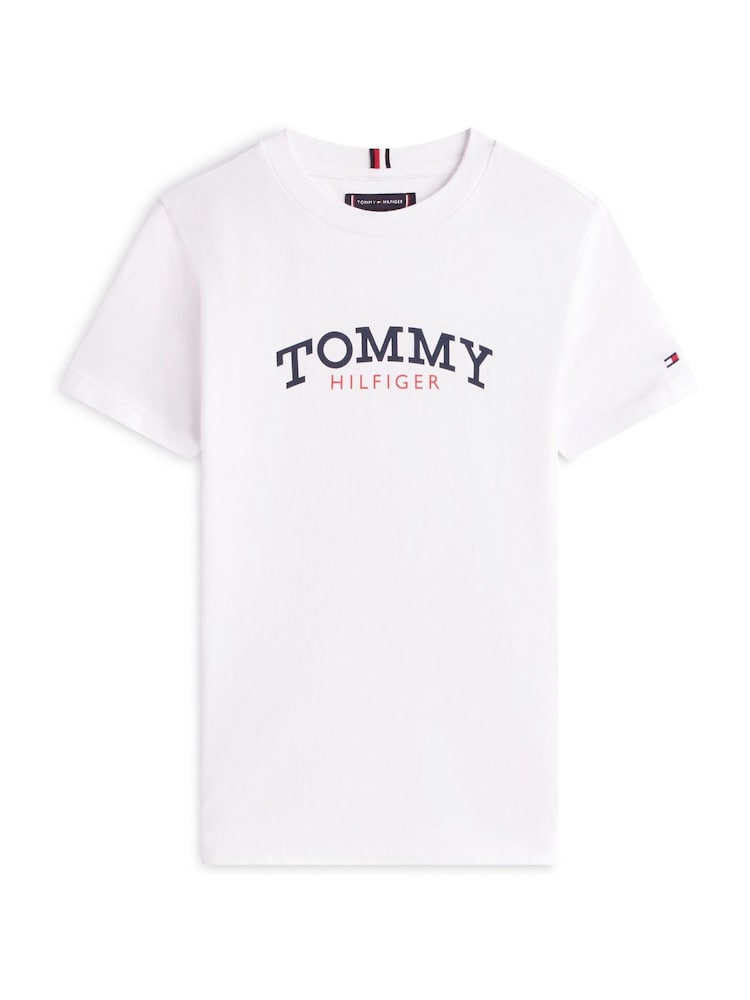 Tommy Hilfiger White Logo Crew Neck Jersey T-Shirt - Image 5 of 5
