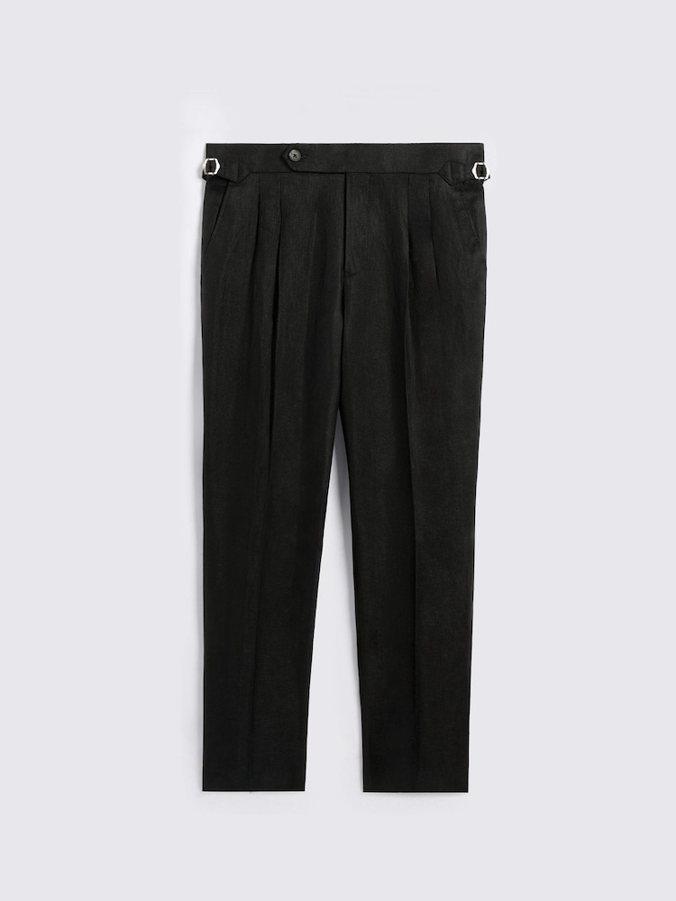 MOSS Black Linen Pleated Trousers - Image 5 of 5