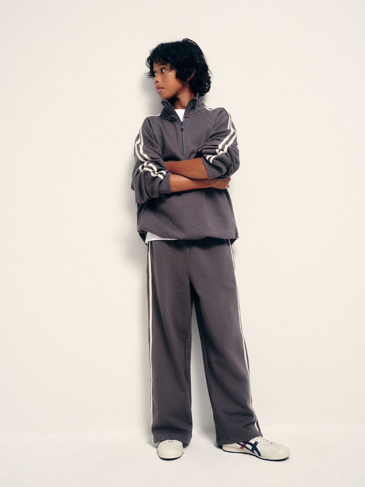 The Set Side Stripe Co-ord Set Quater Zip Sweat and Joggers Grey - Image 2 of 5