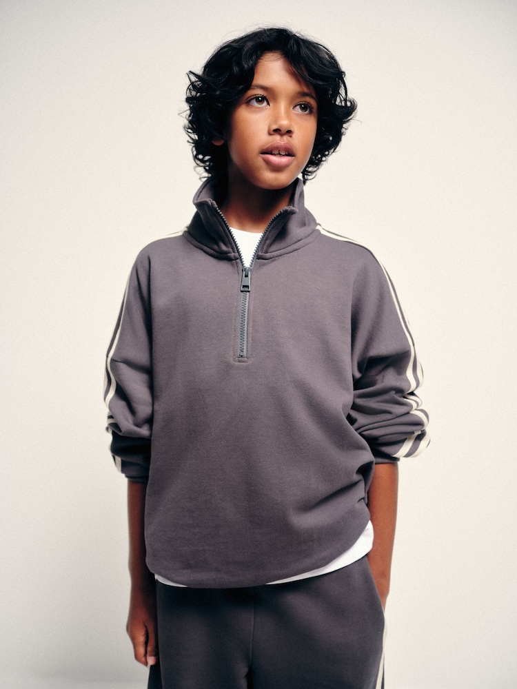 The Set Side Stripe Co-ord Set Quater Zip Sweat and Joggers Grey - Image 5 of 5