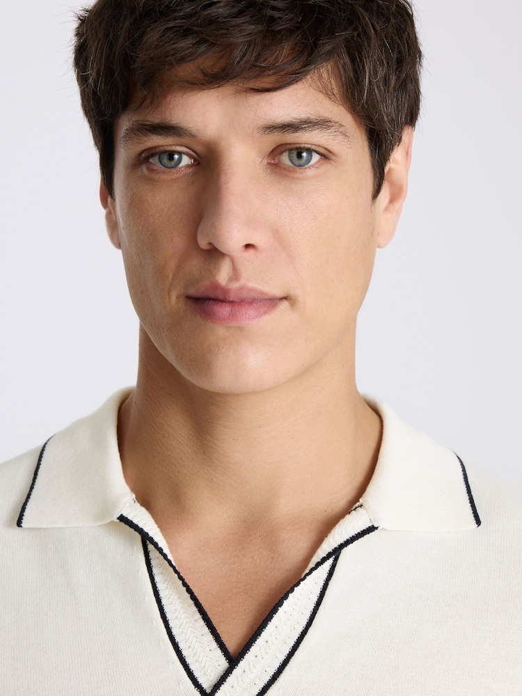 MOSS Off White Contrast Placket Cotton Skipper - Image 3 of 3